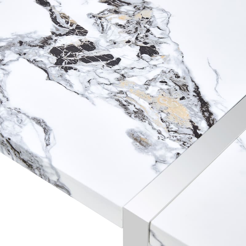 Modern Dining Table Faux Marble Kitchen Table Rectangular Dinner Table