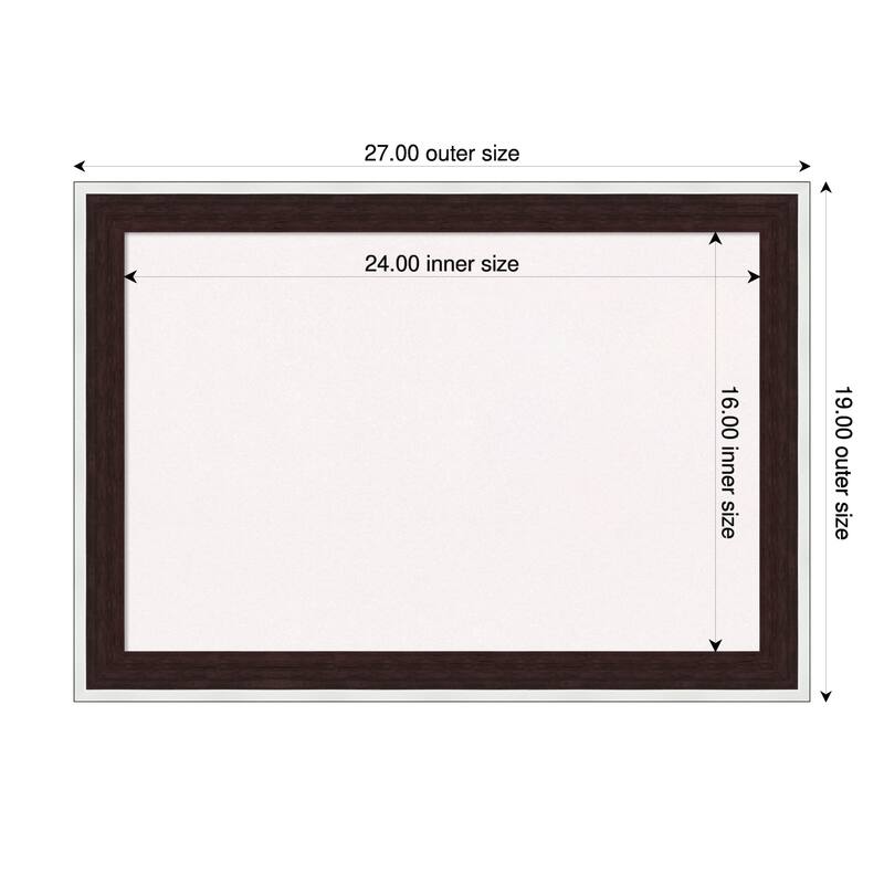 Maya Espresso Silver Framed Cork Board - Bulletin Board, Organization Board, Pin Board - White - 27 x 19 in