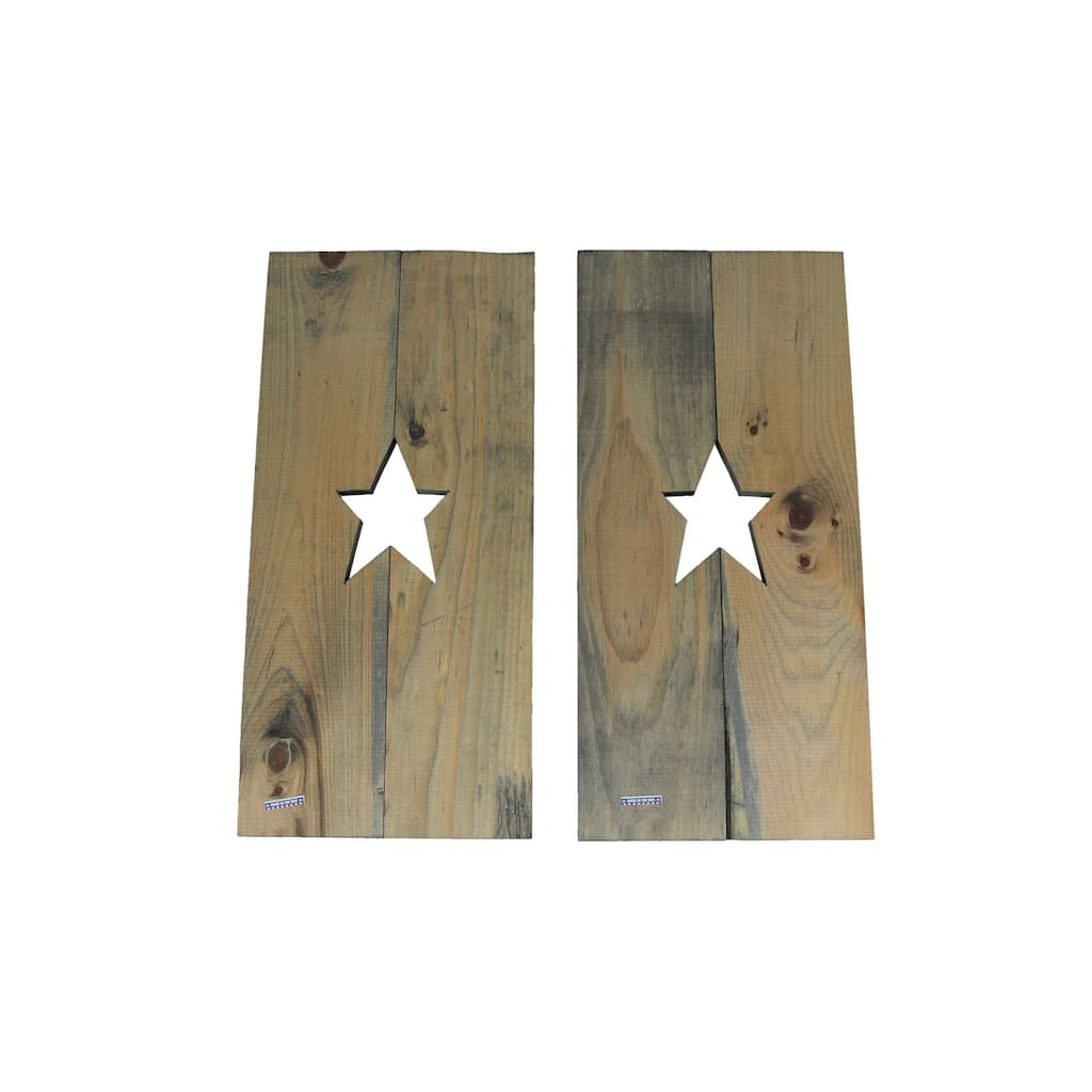 Set Of 2 Rustic Cutout Star Wood Panel Wall Hangings 24 Inch