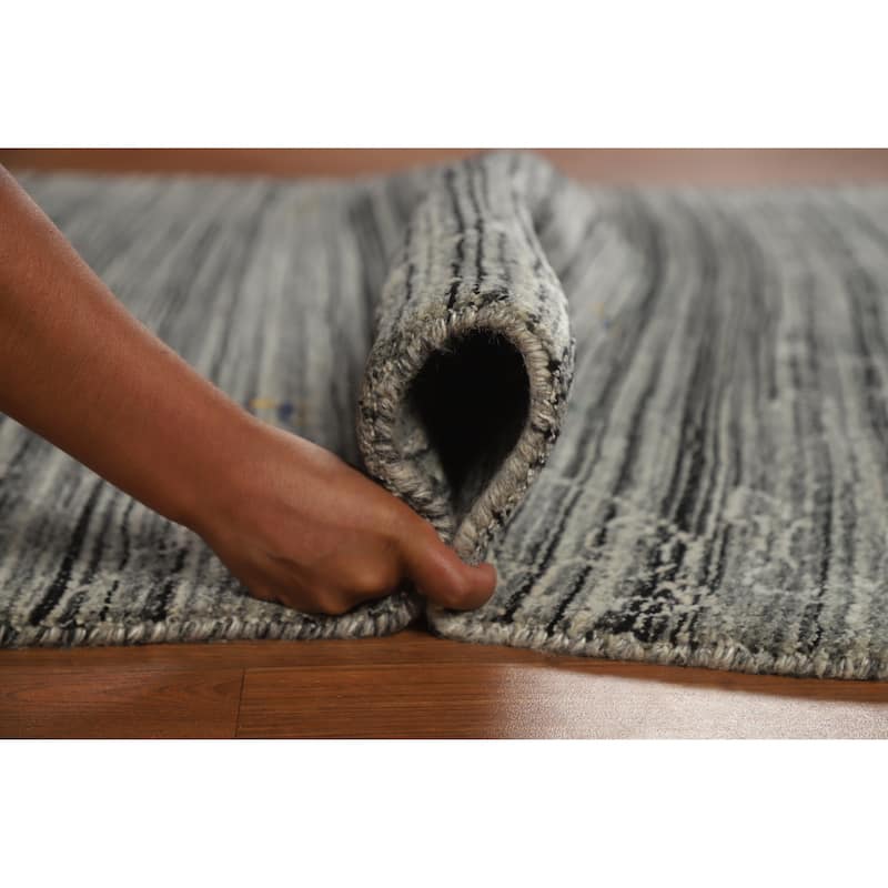 Grey Oriental Gabbeh Indian Area Rug Hand-Knotted Wool Carpet - 5'3" x 7'6"