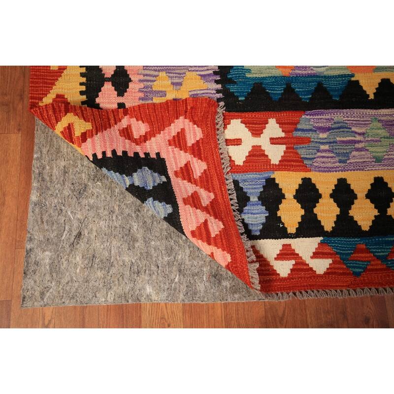 Geometric Kilim Oriental Area Rug Bedroom Flatweave Wool Carpet - 8'3" x 11'5"