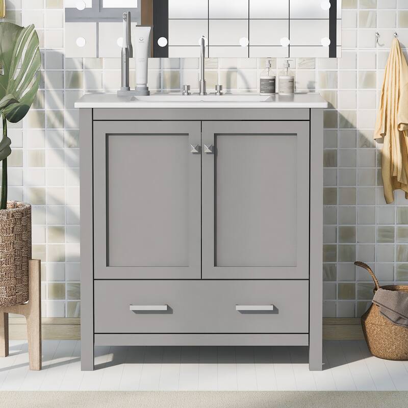 30" Bathroom Vanity with Single Sink - Grey