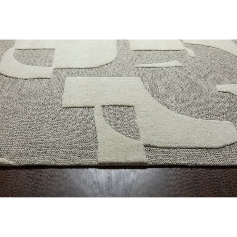 Eva Maverick Ivory and Natural Hand Tufted Wool Area Rug - 6' x 9'