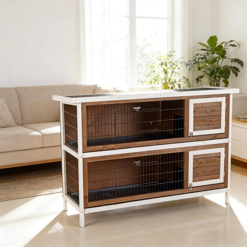 Spacious Pet House,2-Story Large Rabbit Hutch