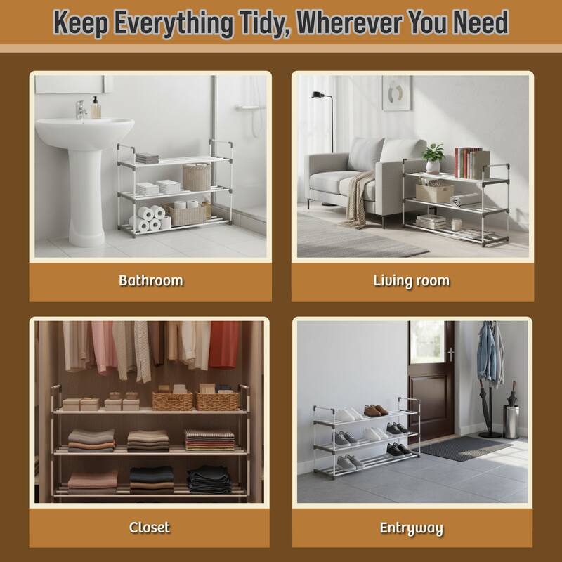 Shoe Rack - Shoe Organizer for Closet, Bathroom, Entryway by Home-Complete (White)