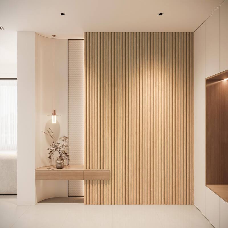 Art3d Wood Grain 3D Slat Wall Paneling,103.94"x5.71",4 Panels - 103.94"x5.71"