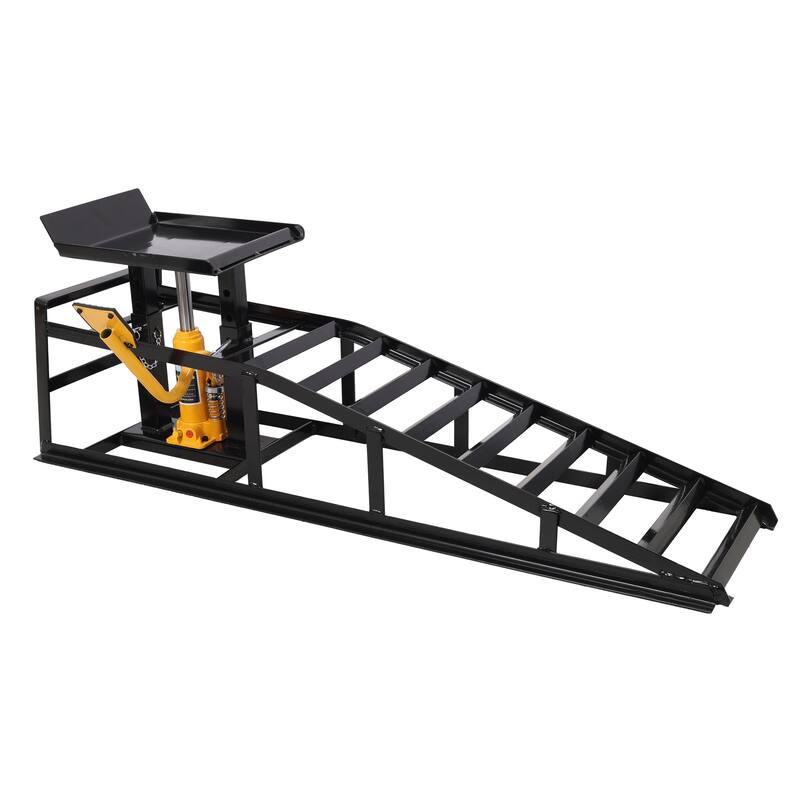 Auto Car Truck Service Ramps Lifts with Pedal, Garage Car Lift Hydraulic Ramps 5 Ton,(2 Pack) black