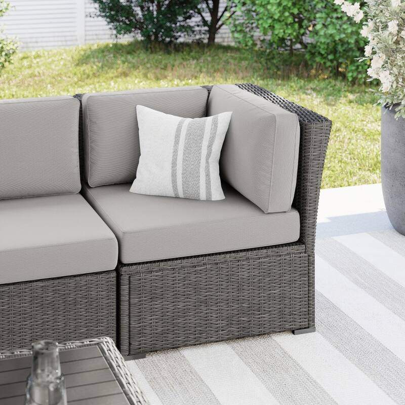 Martha Stewart Outdoor Modular Rattan Wicker Patio Sectional Sofa Corner Seat - 32"W x 32"D x 30"H