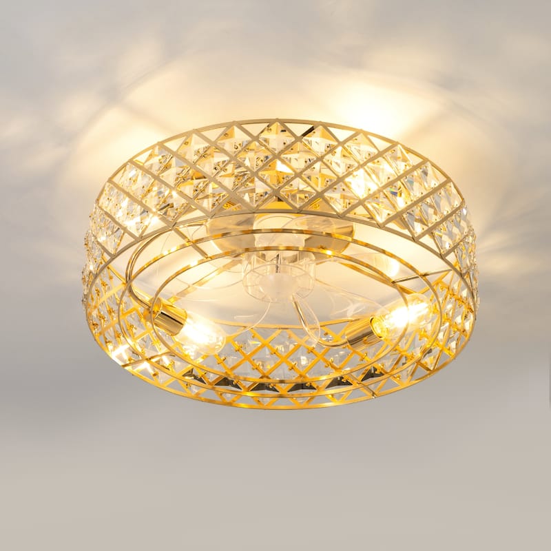 16.5"/19"/20" Vintage Distressed White Low Profile Ceiling Fan with Remote (7-Blade)