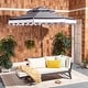 preview thumbnail 1 of 13, SAFAVIEH Outdoor Living Vienna 9Ft Round Double Top Crank Umbrella Black/White