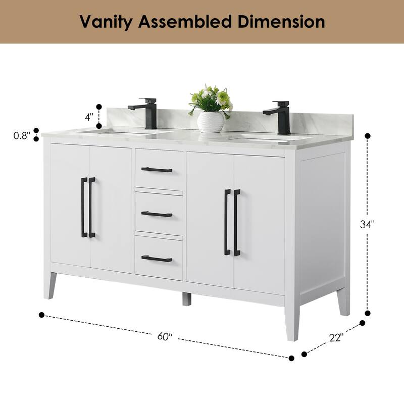 Altair Laurel Bath Vanity with Calacatta White Quartz Stone Countertop with Mirror