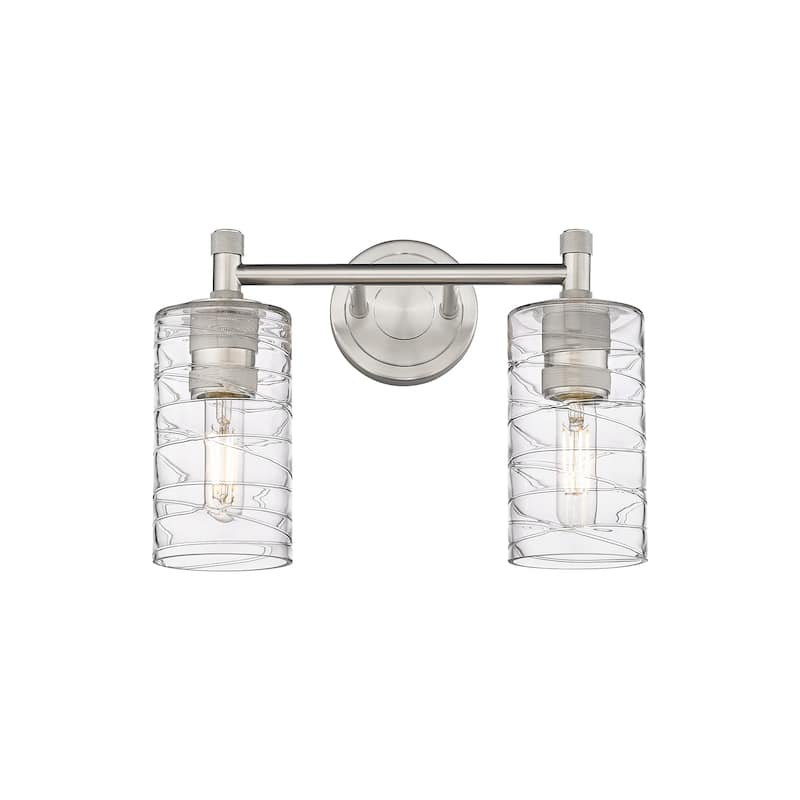 Innovations Lighting 434-2W-11-14 Crown Point Vanity Crown Point 2 - Satin Nickel / Deco Swirl