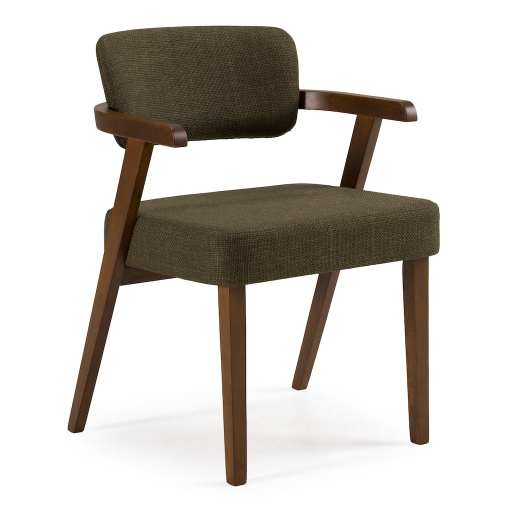 Modrest Sacks Mid-Century Modern Green Fabric & Walnut Dining Chair