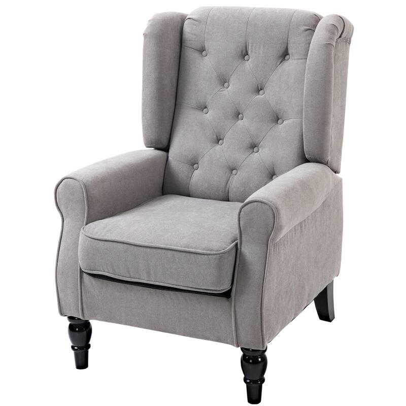 Grey Modern 29.3" High Back Upholstered Buttons Tufted Accent Chair with High Wingback and Thick Padded Seat