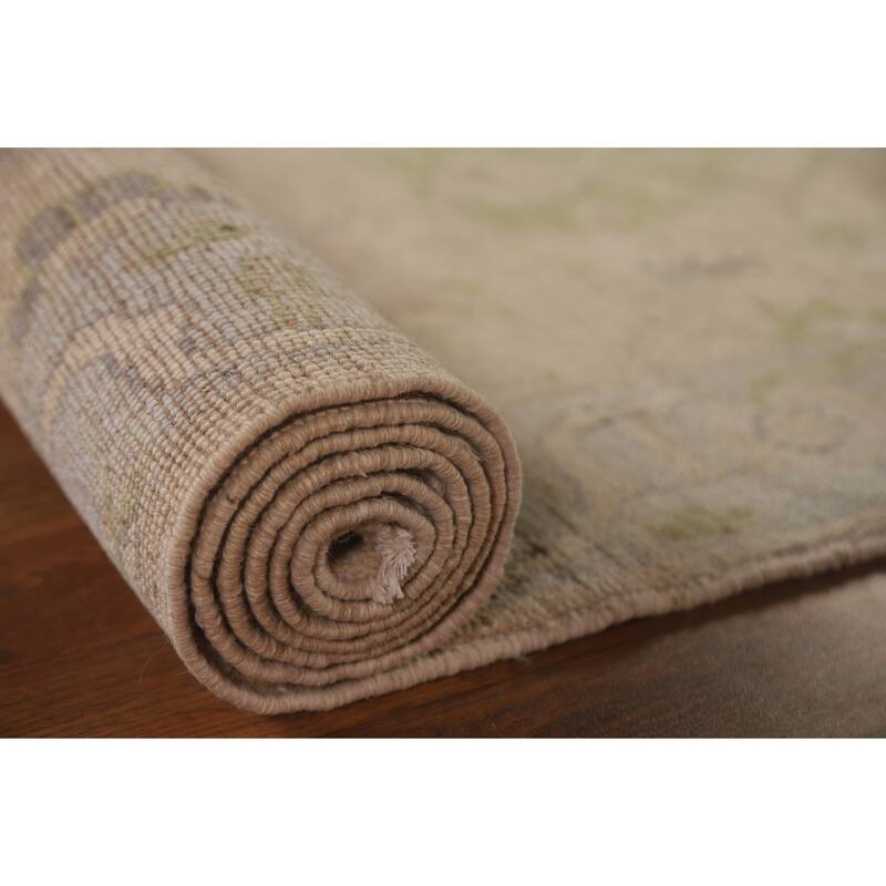 Floral Oushak Turkish Runner Rug Hand-knotted Wool Carpet - 3'1"x 9'10"