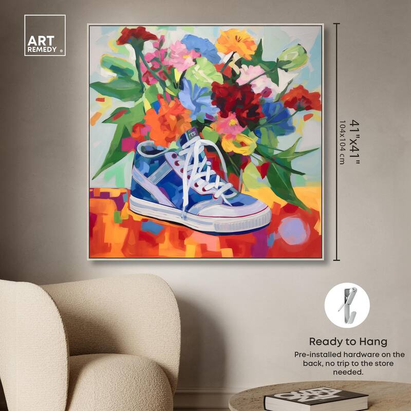 Colorful Sneaker Bouquet Canvas by Art Remedy