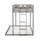 preview thumbnail 10 of 9, Gray Twin over Full Solid Wood Bunk Bed with Built-in Ladder