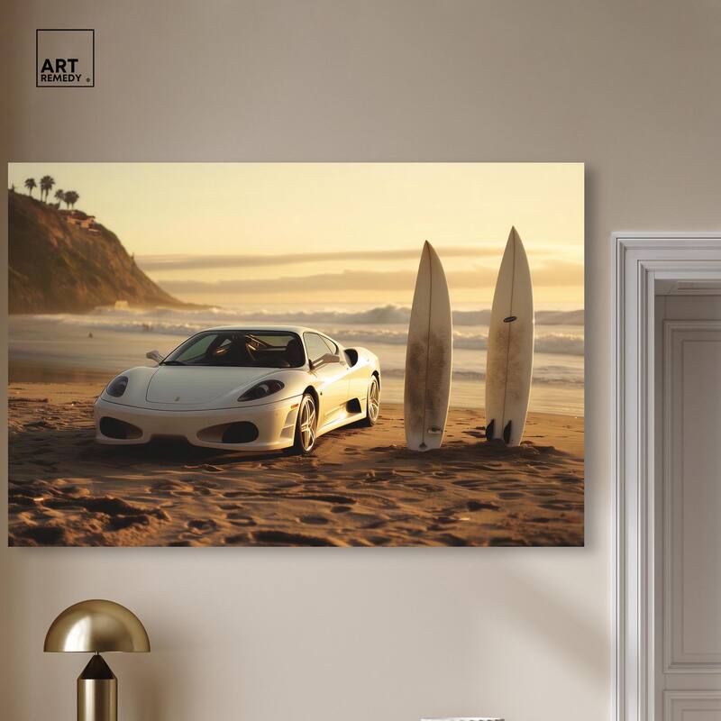 Sunset Beach Drive Canvas by Art Remedy, Gallery Wrapped