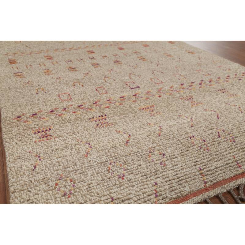 Earth Tone Moroccan Oriental Area Rug Handmade Wool Carpet - 5'7"x 8'10"