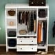 preview thumbnail 3 of 10, Timechee 63" Wardrobe ARMOIRES White 4 Doors 2 Drawers Lacquer