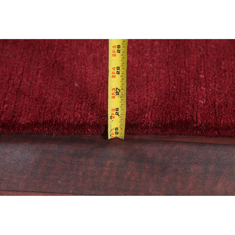 Vegetable Dye Bordered Nepalese Modern Oriental Wool Area Rug Handmade - 4'1" x 6'0"