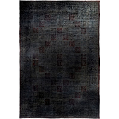 Overdyed One-of-a-Kind Hand-Knotted Area Rug - Gray - 12' 3" x 17' 6"