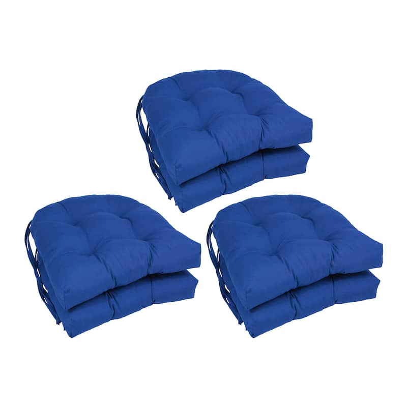 16-inch U-Shaped Indoor Twill Chair Cushions (Set of 2, 4, or 6) - 16" x 16" - Set of 6 - Royal Blue