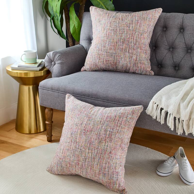 Sorra Home Indoor Knife Edge Pillow Set of 2 - 22 in H x 22 in W x 6 in D - Bright Color
