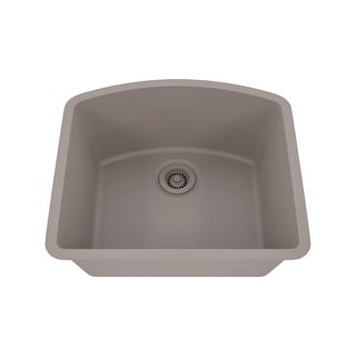 23 Inch Lexicon Platinum Quartz Composite Drop-in Undermount D-Shaped Single Bowl Galaxy Concrete Kitchen Sink LP-2321D-C-SO