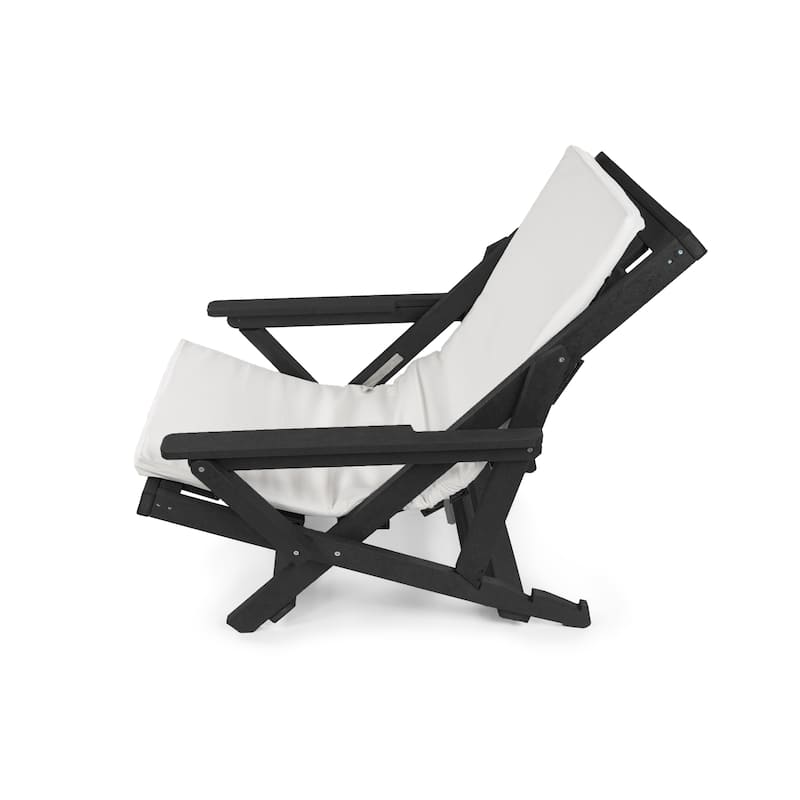 Aspen Fully Assembled All-Weather Outdoor Folding Lounge Chair and Table Set - 3-piece
