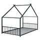preview thumbnail 4 of 7, Twin Size Montessori Floor Bed for Kids Bedroom, Floor Bed with Slats & Roof Design, Space Saving & No Box Spring Needed, Pink