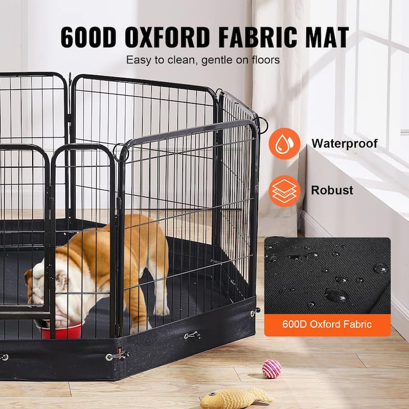 Dog Playpen, 8 Pcs 24 x 24 in Panels Foldable Metal Pet Exercise Pen, Dog Fence Indoor and Outdoor Pen with Door