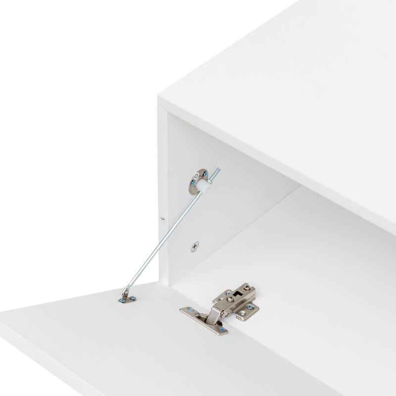 Modern TV Stand, Wall-Mounted TV Stand, Media Console with Pull-Down Doors, for Living Room Bedroom, White