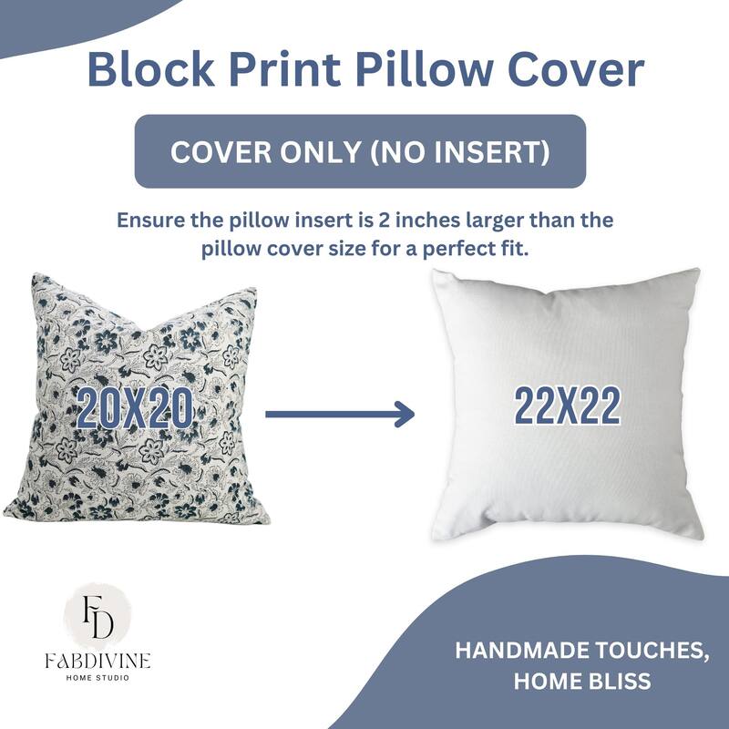 Linen Farmhouse Block print pillow Cover Jarul
