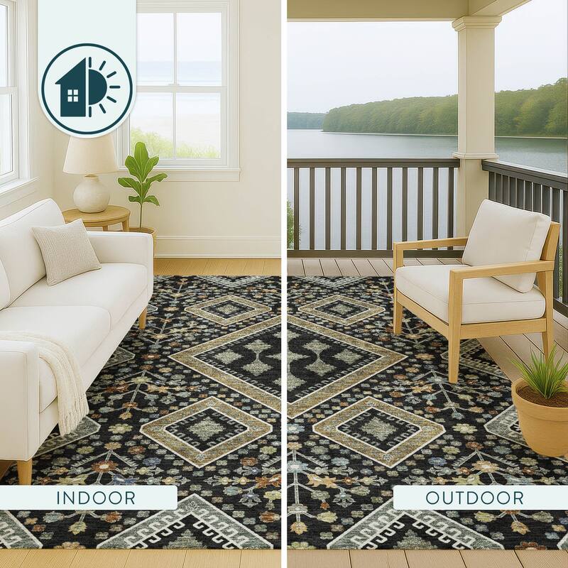 Machine Washable Indoor/ Outdoor Boho Milli Chantille Rug