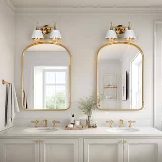 Nisa Modern Gold 2-Light Bathroom Vanity Light White Gold Wall Sconce - L 14" x W 7.9" x H 8.5"