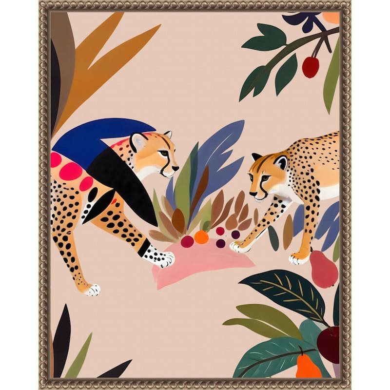 Cheetah Jungle Picnic by Uma Gokhale Framed Canvas Wall Art