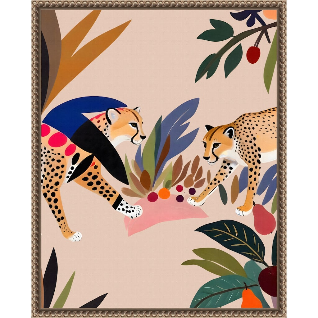 Cheetah Jungle Picnic by Uma Gokhale Framed Canvas Wall Art