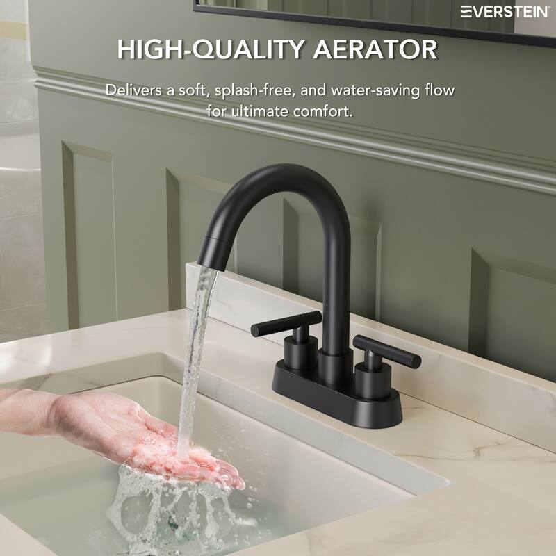 4" Centerset 3 Holes Double Handle 360° Swivel Bathroom Sink Faucet