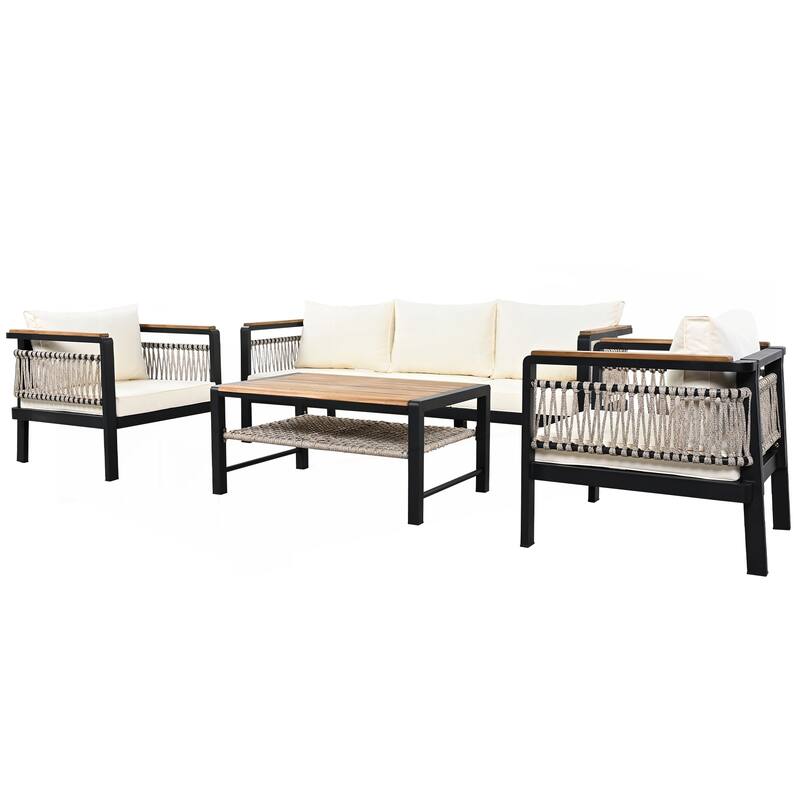 4 Pieces Outdoor Sectional Sofa Set