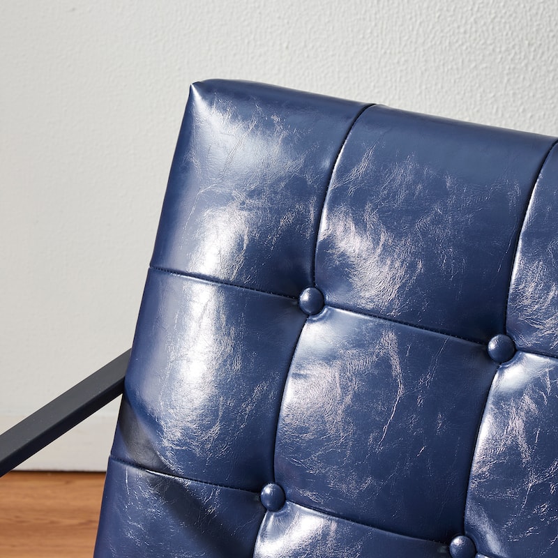 Glitzhome 29.50"W Mid-Century PU Leather Tufted Accent Chair - 29.5"W x 30.5"H x 29.25"D