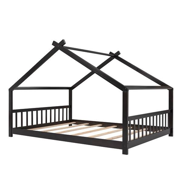 slide 2 of 30, Contemporary Full House Bed - Stylish Wood Bed for Kids' Rooms Espresso