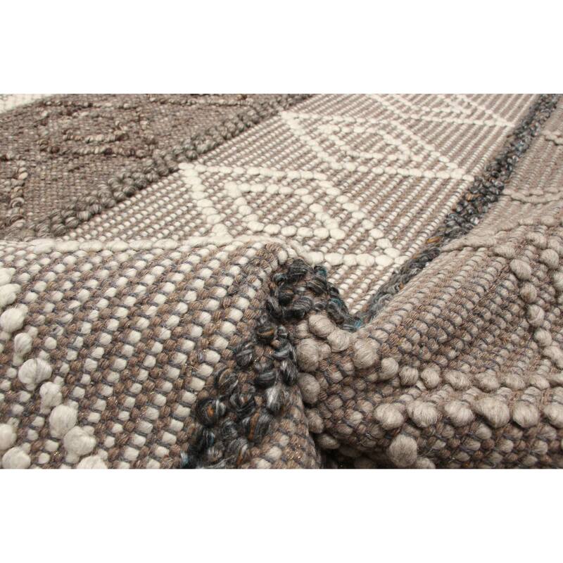 ECARPETGALLERY Braid weave Sienna Brown Wool Rug - 6'1 x 9'0