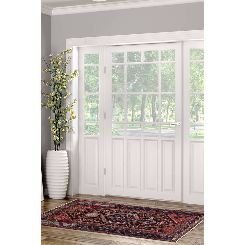 ECARPETGALLERY Hand-knotted Andelz Black, Red Wool Rug - 4'0 x 7'3