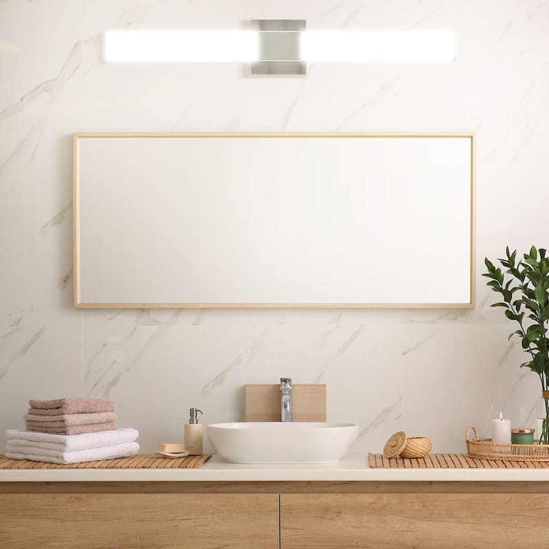 Luxrite LED Bathroom Vanity Light Fixtures Square 36 Inch Brushed ...