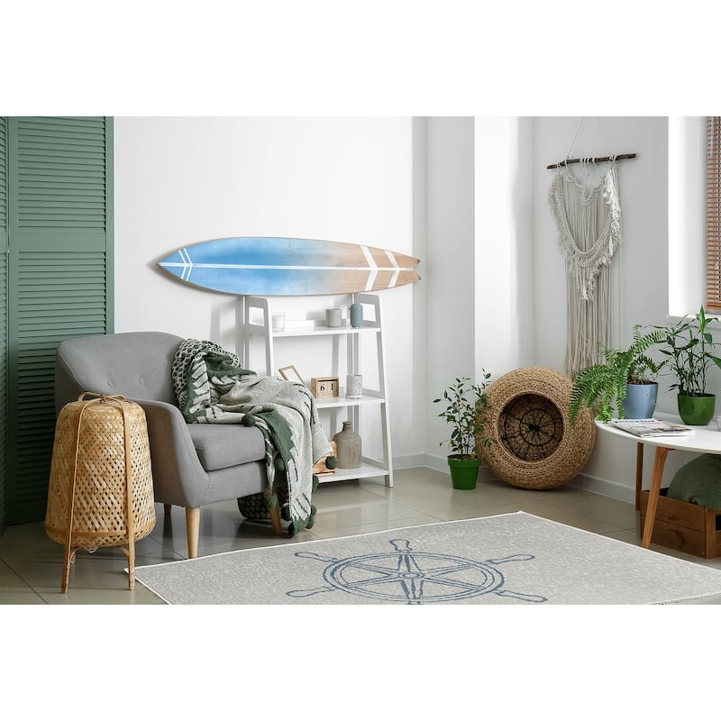 Large Ship Wheel Nautical Chenille Rug