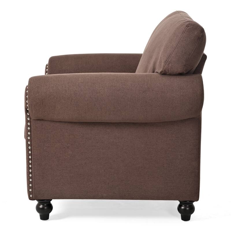 Brown 37.4" Accent Chair with Nailheads