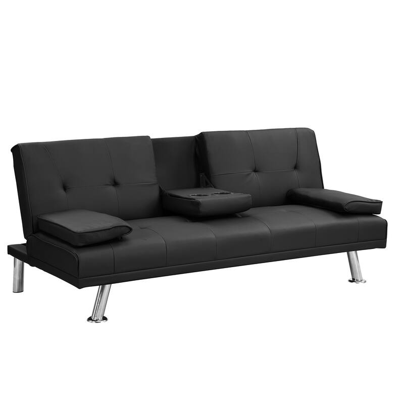 Wooden Sofa Bed with Armrest Two Holders