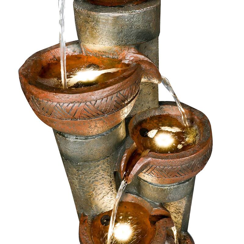 39.7'' Outdoor Water Fountain w/ Lights, Resin Fountain