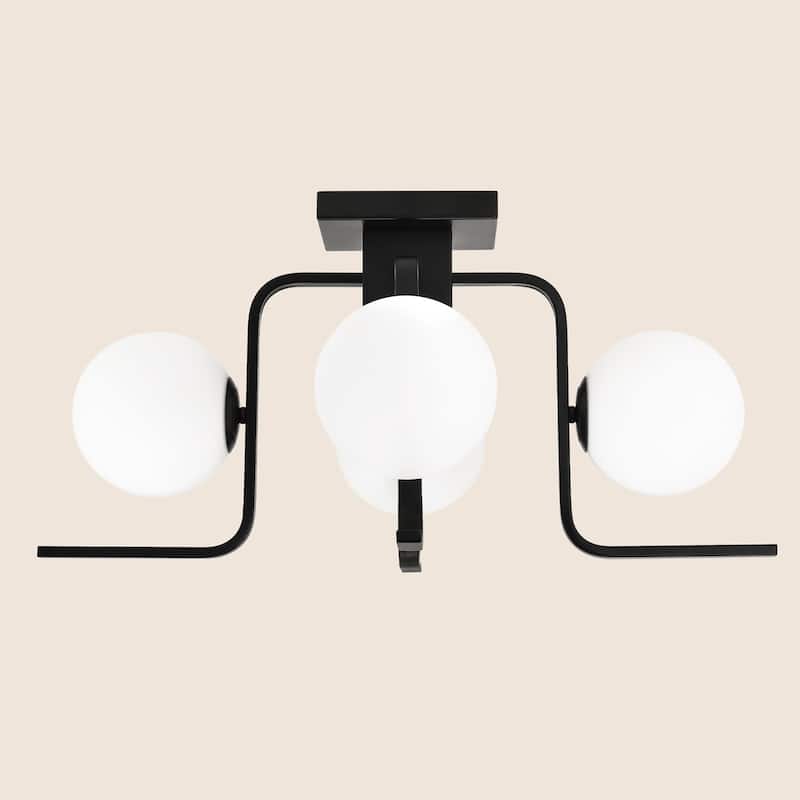 4 - Light Globe - shaped Flush Mount Light - Matte Black